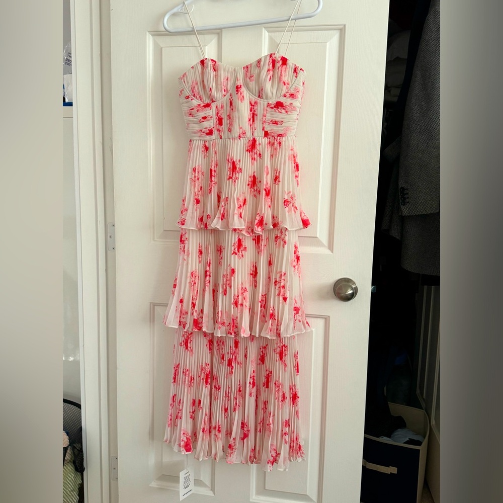 NWT Self-Portrait Floral Chiffon Tiered Midi Dress